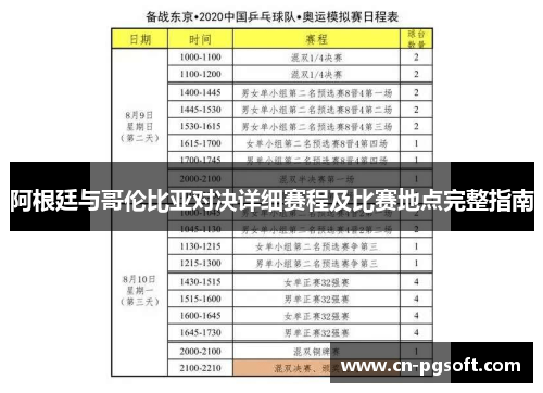阿根廷与哥伦比亚对决详细赛程及比赛地点完整指南